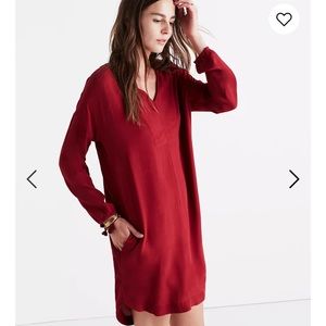 Red Madewell tunic dress with pockets in XS